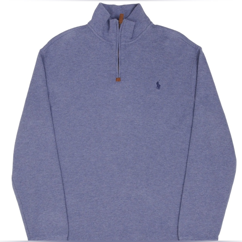 POLO RALPH LAUREN Men’s Blue Quarter 1/4 Zip Sweater - Size Large